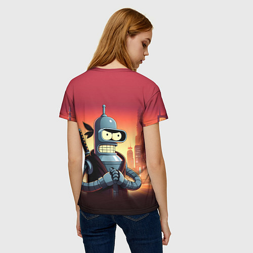 Женская футболка Крутой ниндзя Бендер в ночном городе / 3D-принт – фото 4