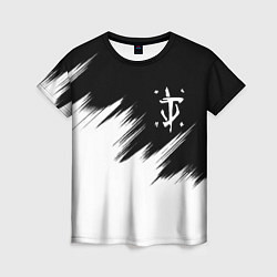 Женская футболка Doom краски черно белый