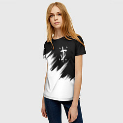 Футболка женская Doom краски черно белый, цвет: 3D-принт — фото 2