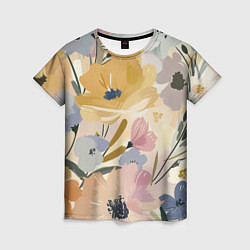 Женская футболка Цветы акварель