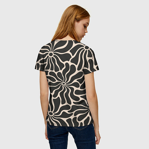 Женская футболка Цветы black pattern / 3D-принт – фото 4