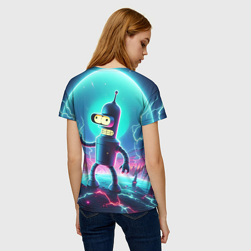 Женская футболка Робот-сгибальщик Бендер пропускает через себя молн / 3D-принт – фото 4