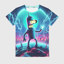 Женская футболка Робот-сгибальщик Бендер пропускает через себя молн