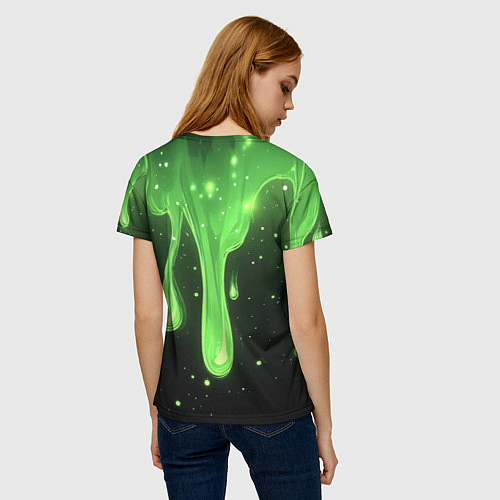 Женская футболка XXXTentacion на фоне зеленой краски / 3D-принт – фото 4