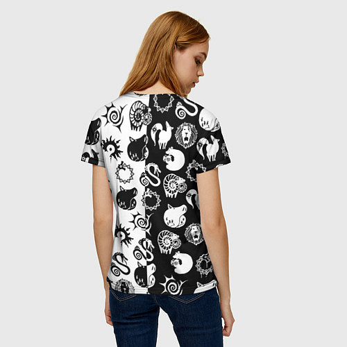 Женская футболка Doom anime black pattern / 3D-принт – фото 4