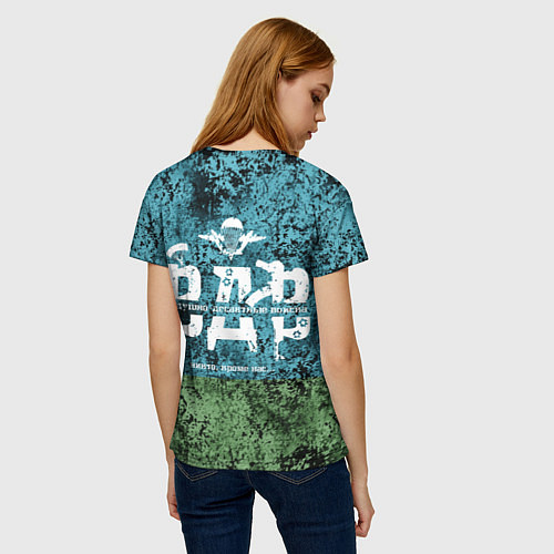 Женская футболка Медведь десантник на фоне флага ВДВ / 3D-принт – фото 4