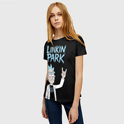 Футболка женская Linkin Park и Рик рокер двухсторонняя, цвет: 3D-принт — фото 2