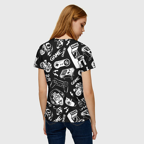 Женская футболка Retro gamer pattern / 3D-принт – фото 4
