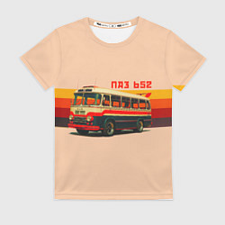 Женская футболка ПАЗ 652 ретро автобус поп-арт