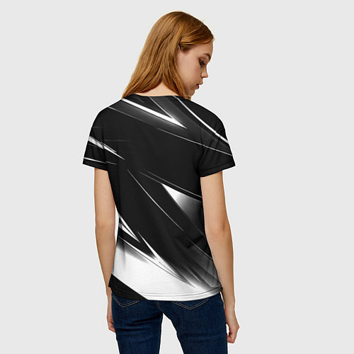 Женская футболка Juventus geometry stripes black / 3D-принт – фото 4