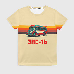 Футболка женская Ретро автобус ЗИС-16 поп-арт, цвет: 3D-принт