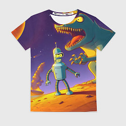 Футболка женская Бендер на сказочной планете динозавров, цвет: 3D-принт
