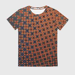 Футболка женская Узорчатый градиент рыже-синий, цвет: 3D-принт