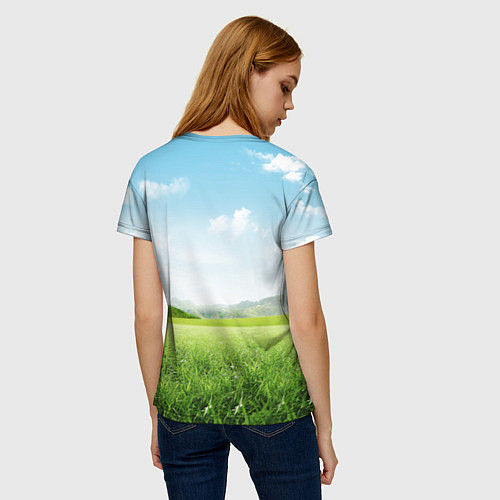 Женская футболка Лошади в степи / 3D-принт – фото 4