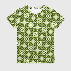 Футболка женская Текстура из ромбов зеленая, цвет: 3D-принт