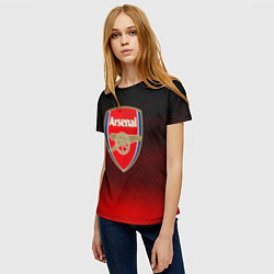 Футболка женская Arsenal текстура полосы красные, цвет: 3D-принт — фото 2