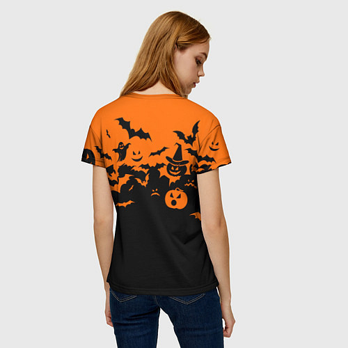 Женская футболка Хэллоуин тыквы и призраки / 3D-принт – фото 4