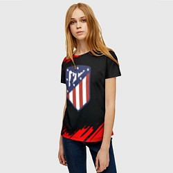 Футболка женская Атлетико Мадрид красные краски, цвет: 3D-принт — фото 2