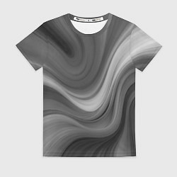 Футболка женская Серые волны абстракция однотонная, цвет: 3D-принт
