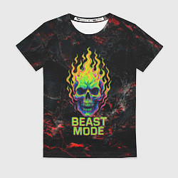 Футболка женская Beast mode череп, цвет: 3D-принт