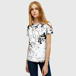 Футболка женская Borussia черно белые краски, цвет: 3D-принт — фото 2