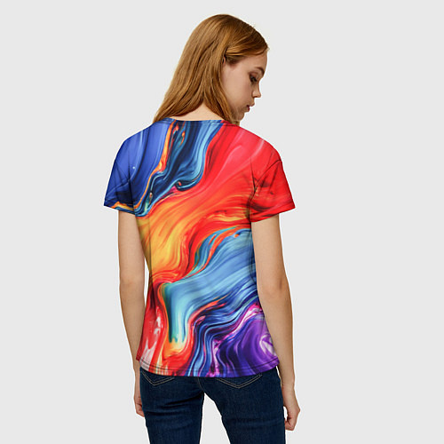 Женская футболка Красно-синие масляные краски смешение абстракция / 3D-принт – фото 4