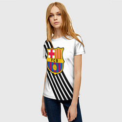 Футболка женская Barcelona черно белые полосы, цвет: 3D-принт — фото 2