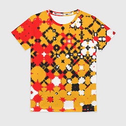 Футболка женская Красно-желтая геометрическая абстракция, цвет: 3D-принт