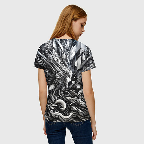 Женская футболка Abstraction cyber pattern - ai art fantasy / 3D-принт – фото 4