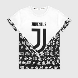Футболка женская Juventus символы китайские, цвет: 3D-принт
