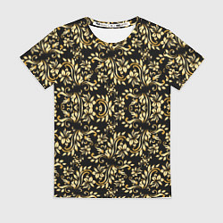 Женская футболка Народная русская роспись - позолота паттерн