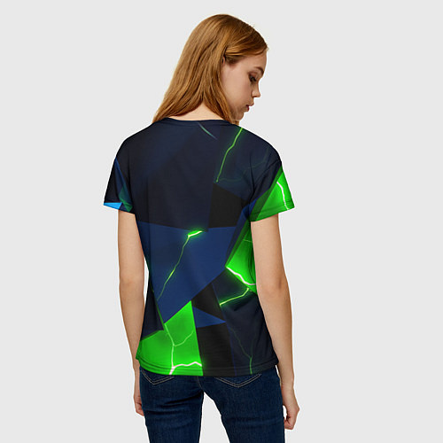 Женская футболка Neon tile green / 3D-принт – фото 4