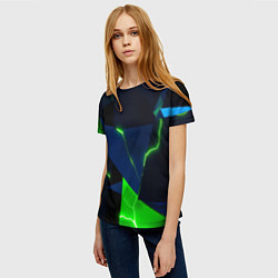 Футболка женская Neon tile green, цвет: 3D-принт — фото 2