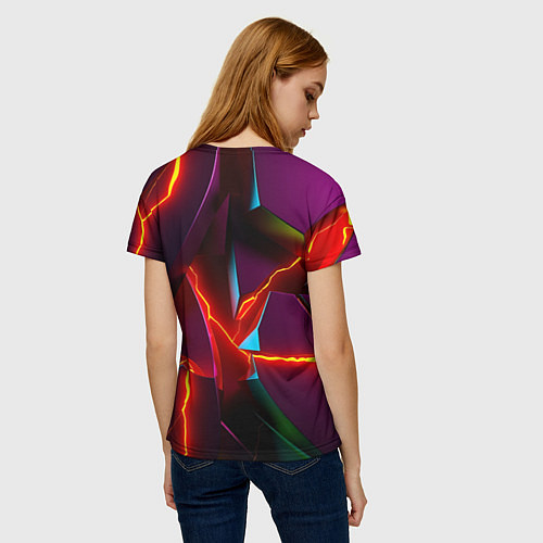 Женская футболка Fractures multicolored tiles / 3D-принт – фото 4