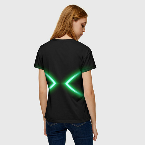 Женская футболка Neon green lines / 3D-принт – фото 4