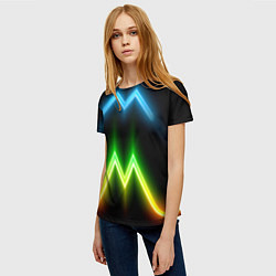 Футболка женская Neon multicolored lines, цвет: 3D-принт — фото 2