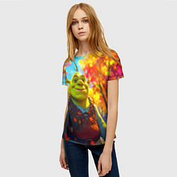 Футболка женская Шрек осенний фон, цвет: 3D-принт — фото 2