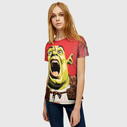 Футболка женская Орущий Шрек, цвет: 3D-принт — фото 2