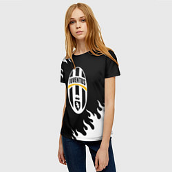 Футболка женская Juventus белый огонь текстура, цвет: 3D-принт — фото 2