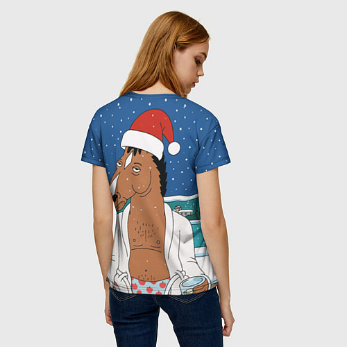 Женская футболка Новогодний Конь Боджек / 3D-принт – фото 4