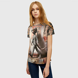 Футболка женская Пришелец в костюме в полосочку, цвет: 3D-принт — фото 2