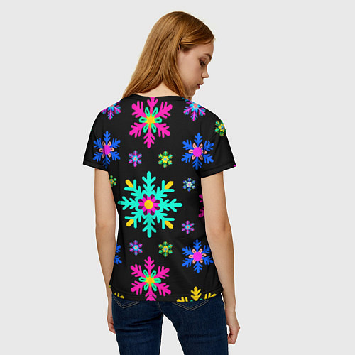 Женская футболка Снежинки ретро / 3D-принт – фото 4