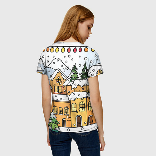 Женская футболка Новогодний снегопад / 3D-принт – фото 4