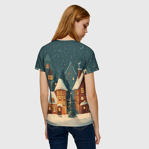 Женская футболка Сказочный Новогодний городок / 3D-принт – фото 4