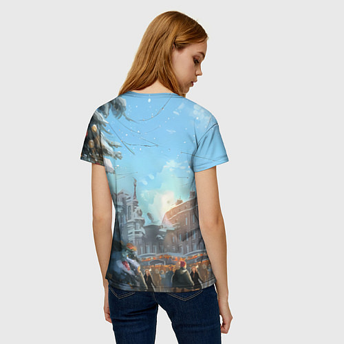 Женская футболка Лошадка на новогодней площади / 3D-принт – фото 4