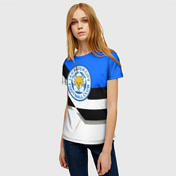 Футболка женская Лестер сити геометрия полосы, цвет: 3D-принт — фото 2