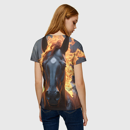 Женская футболка Лошадь с огнем / 3D-принт – фото 4