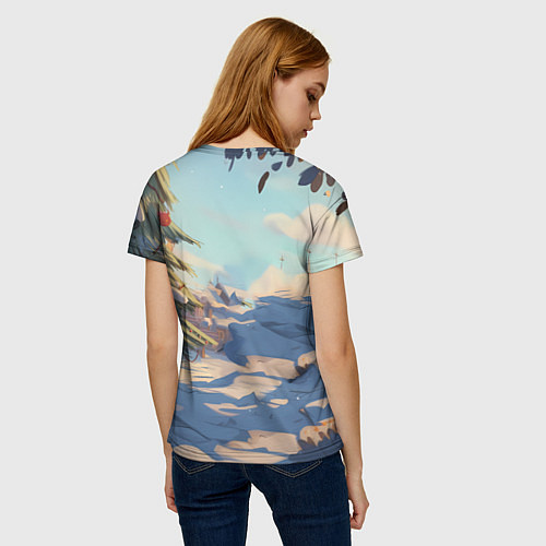 Женская футболка Лошадка любуется елкой / 3D-принт – фото 4