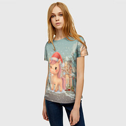 Футболка женская Маленькая новогодняя милая лошадка, цвет: 3D-принт — фото 2