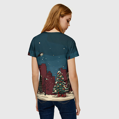 Женская футболка Лошадка в новогодней гирлянде / 3D-принт – фото 4